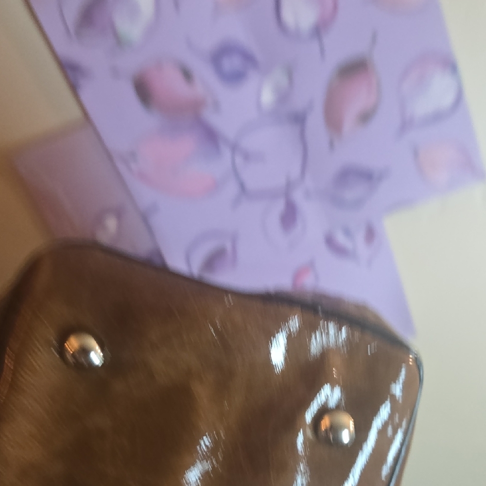 Guess Patent Leather Brown Handbag - image 7